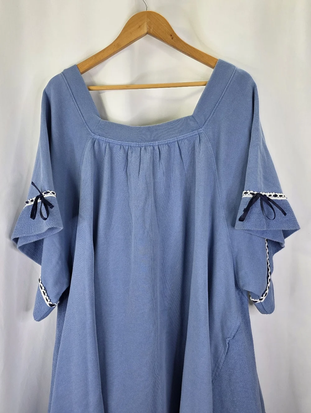 New Free People Astoria Sweatshirt Tunic Dress Oversized Ribbon Lace Cotton M - Picture 14 of 16
